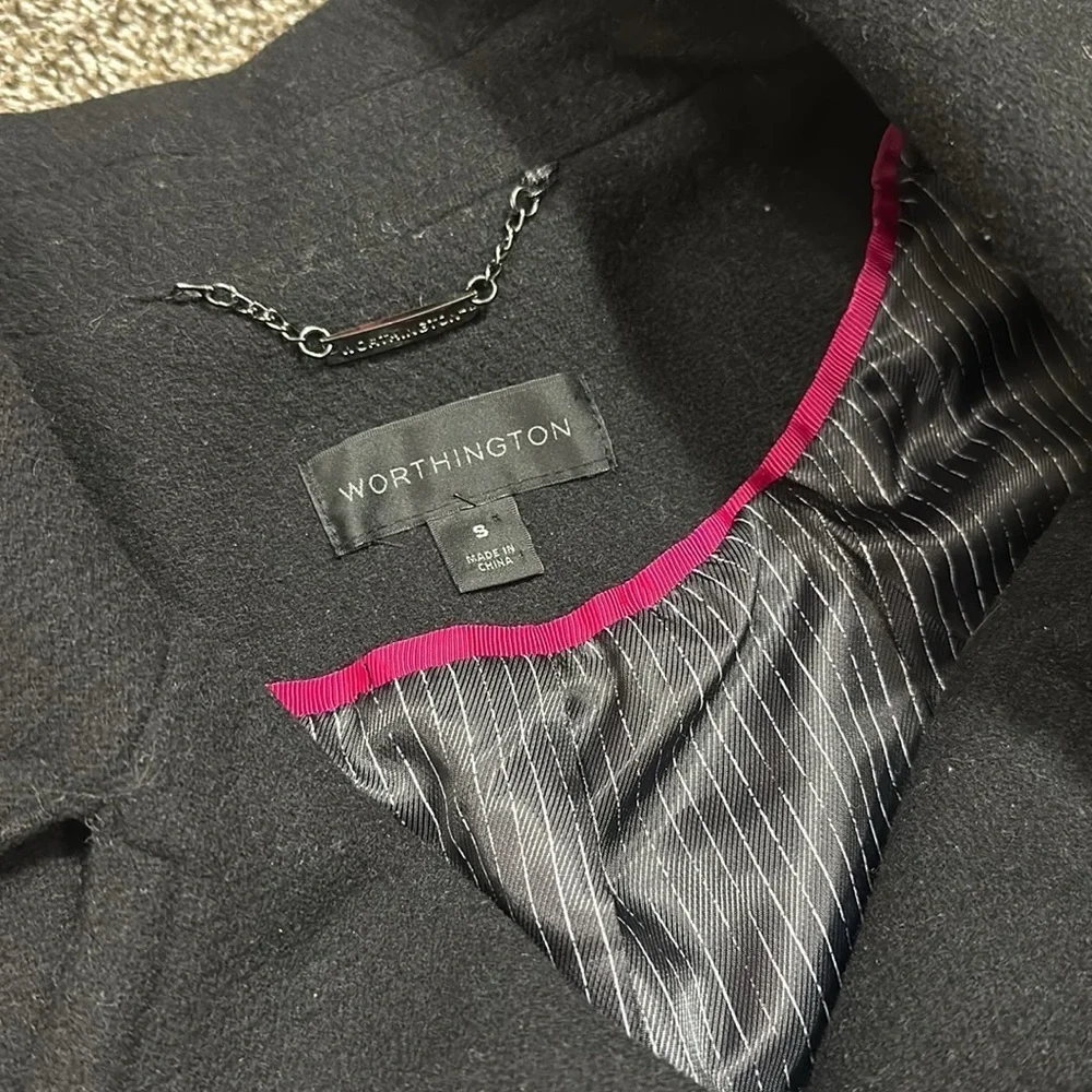 Worthington asymmetrical wool front zip coat. Black. Small. Like new. - Picture 5 of 13